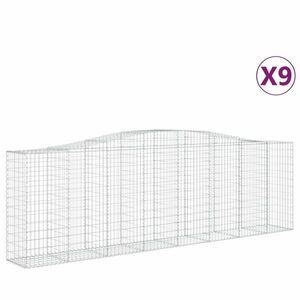 vidaXL 9 db íves horganyzott vas gabion kosár 400x50x120/140 cm kép