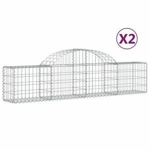 vidaXL 2 db íves horganyzott vas gabion kosár 200x30x40/60 cm kép