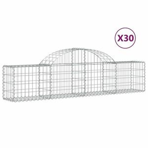 vidaXL 30 db íves horganyzott vas gabion kosár 200x30x40/60 cm kép