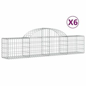 vidaXL 6 db íves horganyzott vas gabion kosár 200x30x40/60 cm kép