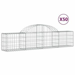 vidaXL 50 db íves horganyzott vas gabion kosár 200x30x40/60 cm kép