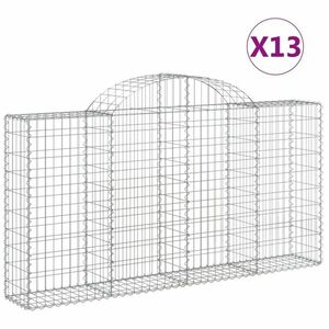 vidaXL 13 db íves horganyzott vas gabion kosár 200x30x100/120 cm kép