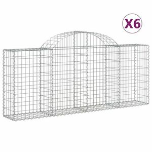 vidaXL 6 db íves horganyzott vas gabion kosár 200x30x80/100 cm kép