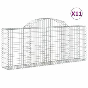 vidaXL 11 db íves horganyzott vas gabion kosár 200x30x80/100 cm kép