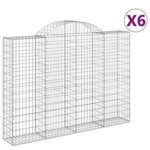 vidaXL 6 db íves horganyzott vas gabion kosár 200x30x140/160 cm kép