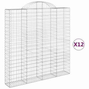 vidaXL 12 db íves horganyzott vas gabion kosár 200x30x200/220 cm kép