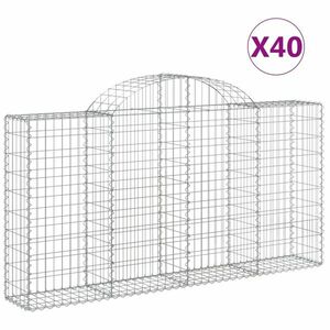 vidaXL 40 db íves horganyzott vas gabion kosár 200x30x100/120 cm kép