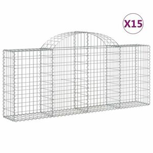 vidaXL 15 db íves horganyzott vas gabion kosár 200x30x80/100 cm kép