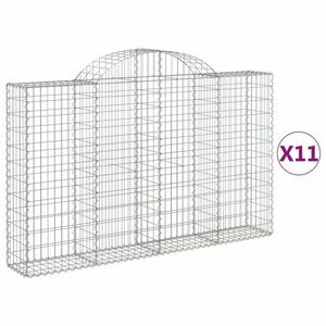 vidaXL 11 db íves horganyzott vas gabion kosár 200x30x120/140 cm kép