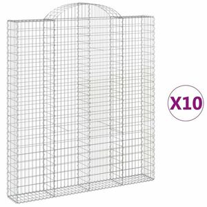 vidaXL 10 db íves horganyzott vas gabion kosár 200x30x220/240 cm kép