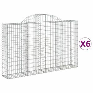 vidaXL 6 db íves horganyzott vas gabion kosár 200x30x120/140 cm kép