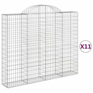 vidaXL 11 db íves horganyzott vas gabion kosár 200x30x160/180 cm kép