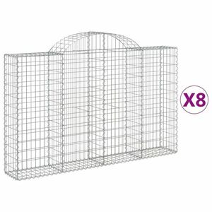 vidaXL 8 db íves horganyzott vas gabion kosár 200x30x120/140 cm kép