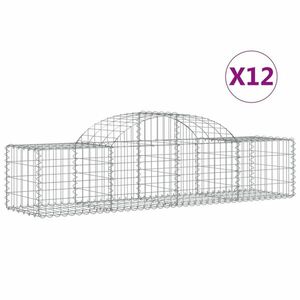 vidaXL 12 db íves horganyzott vas gabion kosár 200x50x40/60 cm kép