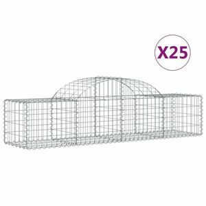 vidaXL 25 db íves horganyzott vas gabion kosár 200x50x40/60 cm kép