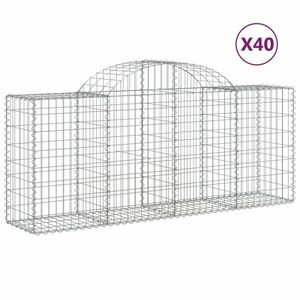 vidaXL 40 db íves horganyzott vas gabion kosár 200x50x80/100 cm kép