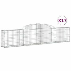 vidaXL 17 db íves horganyzott vas gabion kosár 300x30x60/80 cm kép