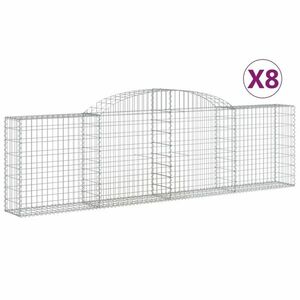 vidaXL 8 db íves horganyzott vas gabion kosár 300x30x80/100 cm kép