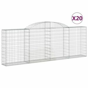 vidaXL 20 db íves horganyzott vas gabion kosár 300 x 30 x 100/120 cm kép