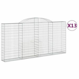 vidaXL 13 db íves horganyzott vas gabion kosár 300x30x140/160 cm kép