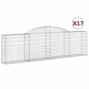 vidaXL 17 db íves horganyzott vas gabion kosár 300x30x80/100 cm kép