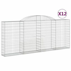 vidaXL 12 db íves horganyzott vas gabion kosár 300x30x120/140 cm kép