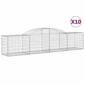 vidaXL 10 db íves horganyzott vas gabion kosár 300x50x60/80 cm kép