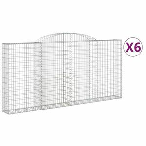 vidaXL 6 db íves horganyzott vas gabion kosár 300x30x140/160 cm kép