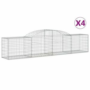 vidaXL 4 db íves horganyzott vas gabion kosár 300x50x60/80 cm kép