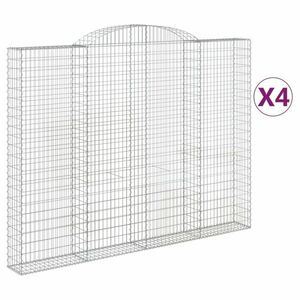 vidaXL 4 db íves horganyzott vas gabion kosár 300x30x220/240 cm kép