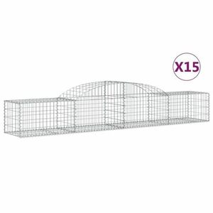 vidaXL 15 db íves horganyzott vas gabion kosár 300x50x40/60 cm kép