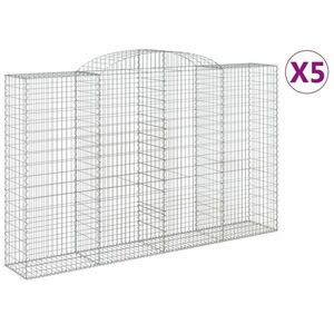 vidaXL 5 db íves horganyzott vas gabion kosár 300x50x180/200 cm kép