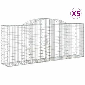 vidaXL 5 db íves horganyzott vas gabion kosár 300x50x120/140 cm kép