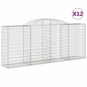 vidaXL 12 db íves horganyzott vas gabion kosár 300x50x120/140 cm kép