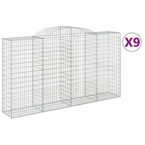 vidaXL 9 db íves horganyzott vas gabion kosár 300x50x160/180 cm kép