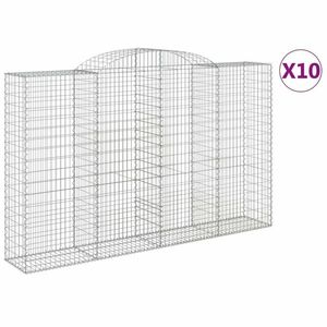 vidaXL 10 db íves horganyzott vas gabion kosár 300x50x180/200 cm kép