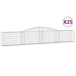 vidaXL 25 db íves horganyzott vas gabion kosár 400x30x60/80 cm kép