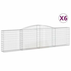 vidaXL 6 db íves horganyzott vas gabion kosár 400x30x100/120 cm kép