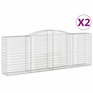 vidaXL 2 db íves horganyzott vas gabion kosár 400x50x140/160 cm kép