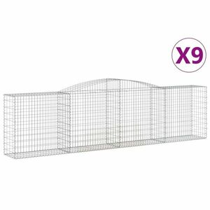 vidaXL 9 db íves horganyzott vas gabion kosár 400x50x100/120 cm kép