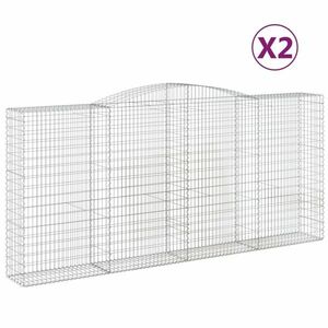 vidaXL 2 db íves horganyzott vas gabion kosár 400x50x180/200 cm kép