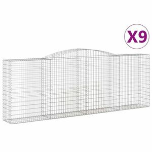 vidaXL 9 db íves horganyzott vas gabion kosár 400x50x140/160 cm kép