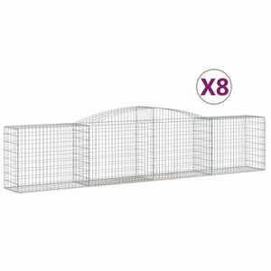 vidaXL 8 db íves horganyzott vas gabion kosár 400x50x80/100 cm kép