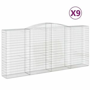 vidaXL 9 db íves horganyzott vas gabion kosár 400x50x180/200 cm kép