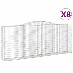 vidaXL 8 db íves horganyzott vas gabion kosár 400x50x160/180 cm kép