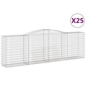 vidaXL 25 db íves horganyzott vas gabion kosár 400x50x120/140 cm kép