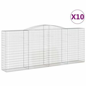 vidaXL 10 db íves horganyzott vas gabion kosár 400x50x160/180 cm kép