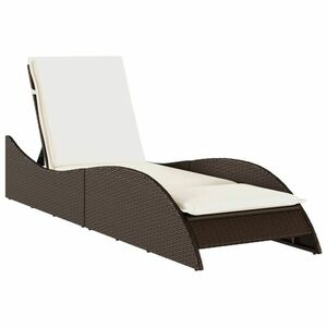 vidaXL barna polyrattan napozóágy párnával 60x205x73 cm kép