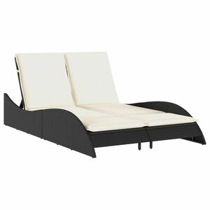 vidaXL fekete polyrattan napozóágy párnákkal 114x205x73 cm kép