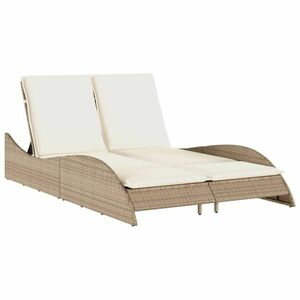 vidaXL bézs polyrattan napozóágy párnákkal 114x205x73 cm kép